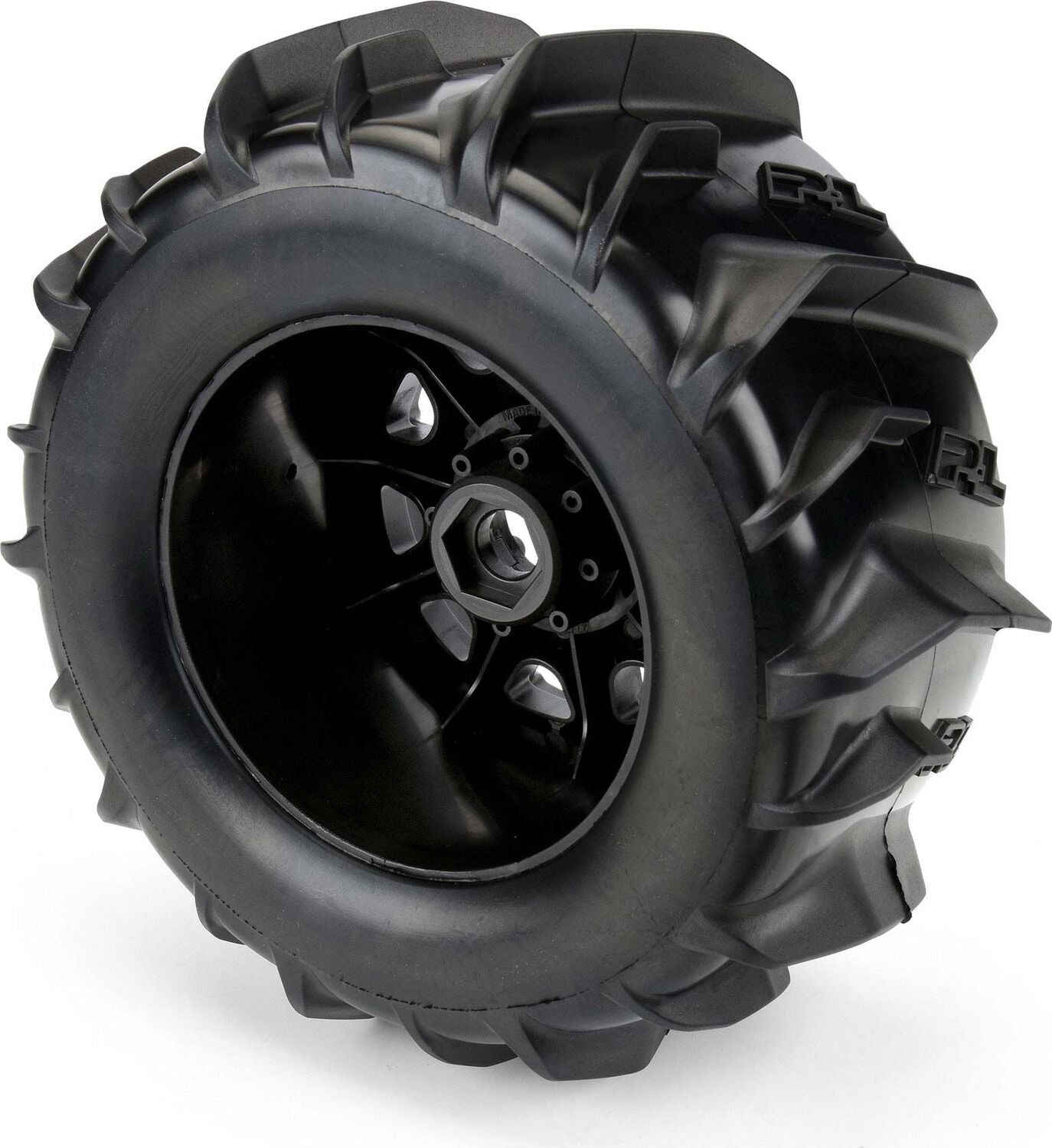1/8 Dumont F/R 3.8" MT Tires Mounted 17mm Blk Raid (2)